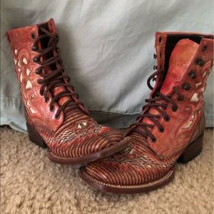 One of a kind lace up Lucchese woman’s boot.